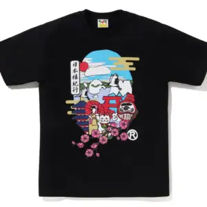 Noxx Чоловіча футболка з принтом BAPE JAPAN CULTURE APE, Чорний Noxx Чоловіча футболка з принтом BAPE JAPAN CULTURE APE, Чорний