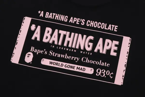 Noxx Чоловіча футболка з принтом BAPE CHOCOLATE BAR, Чорний Noxx Чоловіча футболка з принтом BAPE CHOCOLATE BAR, Чорний
