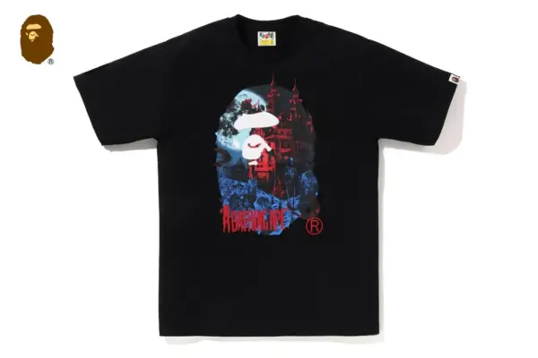 Noxx Чоловіча футболка з принтом BAPE VAMPIRE CASTLE, Чорний Noxx Чоловіча футболка з принтом BAPE VAMPIRE CASTLE, Чорний