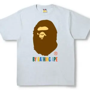 Noxx Чоловіча футболка з принтом BAPE COLORS BY BATHING APE, Сірий Noxx Чоловіча футболка з принтом BAPE COLORS BY BATHING APE, Сірий