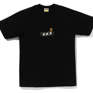 Noxx Чоловіча футболка з принтом BAPE X GOD SELECTION XXX, Чорний Noxx Чоловіча футболка з принтом BAPE X GOD SELECTION XXX, Чорний