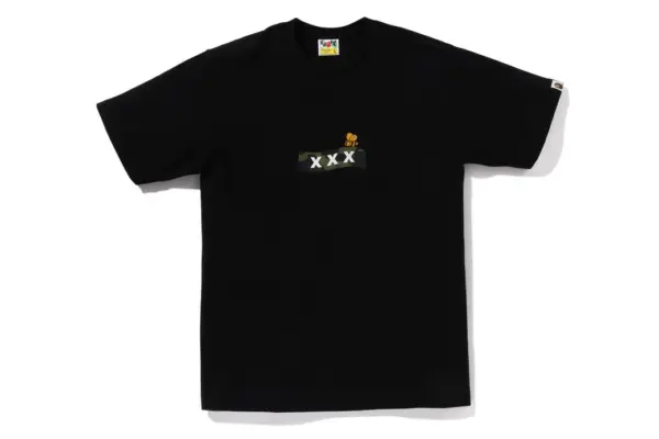 Noxx Чоловіча футболка з принтом BAPE X GOD SELECTION XXX, Чорний Noxx Чоловіча футболка з принтом BAPE X GOD SELECTION XXX, Чорний