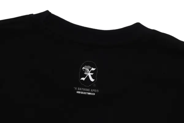 Noxx Чоловіча футболка з принтом BAPE X GOD SELECTION XXX, Чорний Noxx Чоловіча футболка з принтом BAPE X GOD SELECTION XXX, Чорний
