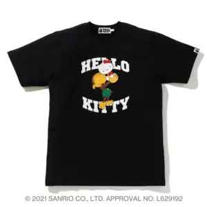 Noxx Чоловіча футболка з принтом BAPE BABY MILO X HELLO KITTY, Чорний Noxx Чоловіча футболка з принтом BAPE BABY MILO X HELLO KITTY, Чорний