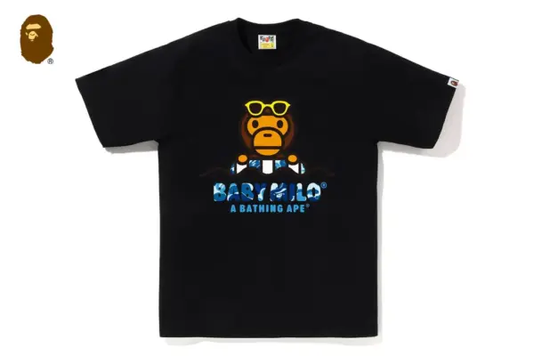 Noxx Чоловіча футболка з принтом BAPE CAMO BABY MILO, Чорний