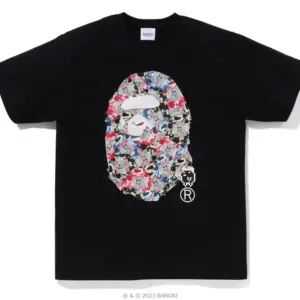 Noxx Чоловіча футболка з принтом BAPE X TAMAGOTCHI, Чорний Noxx Чоловіча футболка з принтом BAPE X TAMAGOTCHI, Чорний