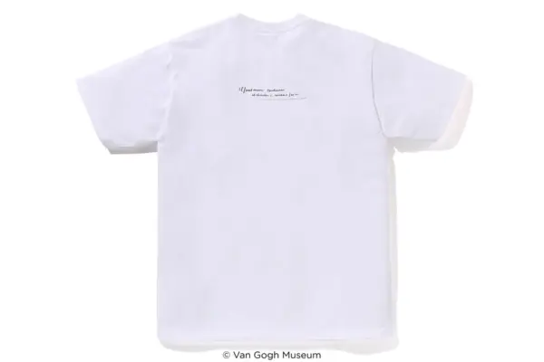 Noxx Чоловіча футболка з принтом BAPE X Van Gogh, Білий Noxx Чоловіча футболка з принтом BAPE X Van Gogh, Білий