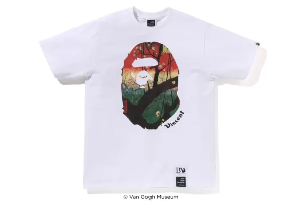 Noxx Чоловіча футболка з принтом BAPE X Van Gogh, Білий Noxx Чоловіча футболка з принтом BAPE X Van Gogh, Білий