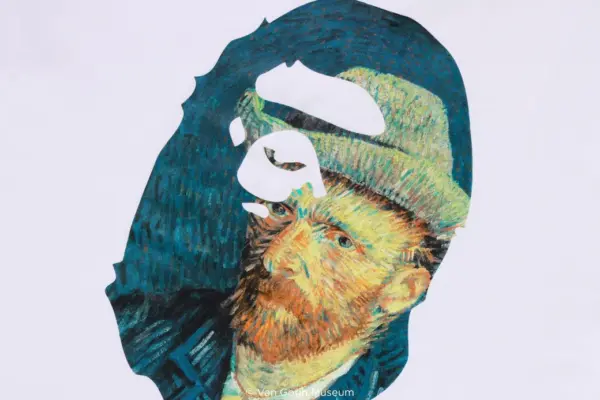 Noxx Чоловіча футболка з принтом BAPE X Van Gogh, Білий Noxx Чоловіча футболка з принтом BAPE X Van Gogh, Білий