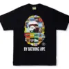 Noxx Чоловіча футболка з принтом BAPE CLASSIC LOGO BY BATHING APE, Чорний