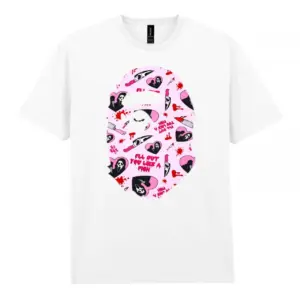 Noxx Чоловіча футболка з принтом Bape Бейп 000004, Білий Noxx Чоловіча футболка з принтом Bape Бейп 000004, Білий