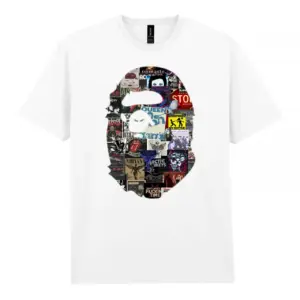 Noxx Чоловіча футболка з принтом Bape Бейп 000005, Білий Noxx Чоловіча футболка з принтом Bape Бейп 000005, Білий