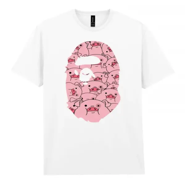Noxx Чоловіча футболка з принтом Bape Бейп 000006, Білий Noxx Чоловіча футболка з принтом Bape Бейп 000006, Білий