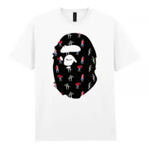 Noxx Чоловіча футболка з принтом Bape Бейп 000007, Білий Noxx Чоловіча футболка з принтом Bape Бейп 000007, Білий