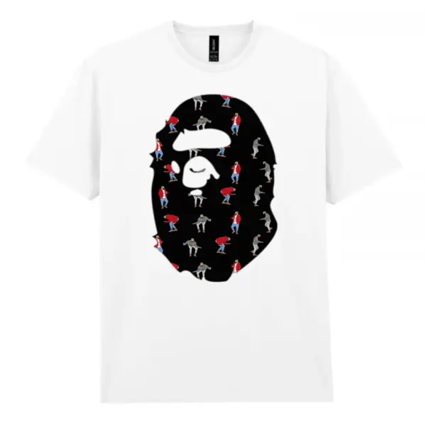 Noxx Чоловіча футболка з принтом Bape Бейп 000007, Білий Noxx Чоловіча футболка з принтом Bape Бейп 000007, Білий