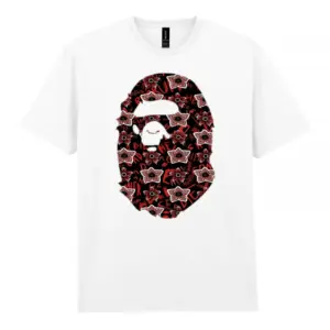 Noxx Чоловіча футболка з принтом Bape Бейп 000009, Білий Noxx Чоловіча футболка з принтом Bape Бейп 000009, Білий