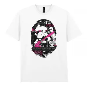 Noxx Чоловіча футболка з принтом Bape Бейп 000010, Білий Noxx Чоловіча футболка з принтом Bape Бейп 000010, Білий
