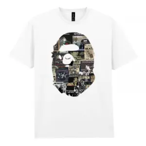 Noxx Чоловіча футболка з принтом Bape Бейп 000011, Білий Noxx Чоловіча футболка з принтом Bape Бейп 000011, Білий