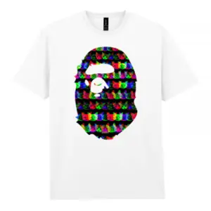 Noxx Чоловіча футболка з принтом Bape Бейп 000012, Білий Noxx Чоловіча футболка з принтом Bape Бейп 000012, Білий