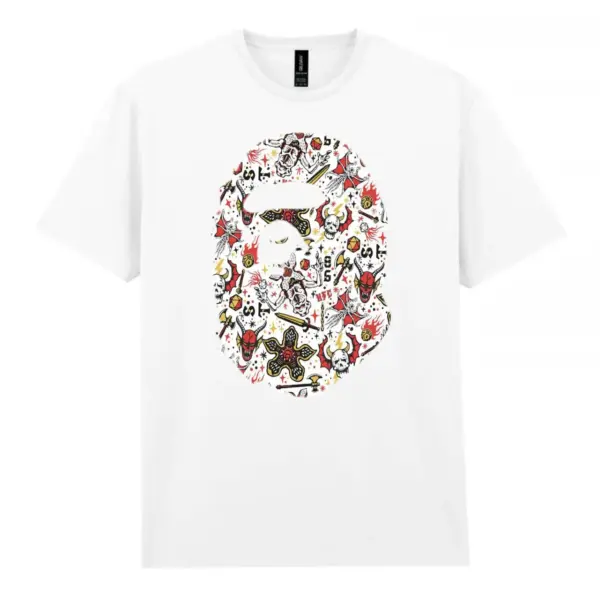 Noxx Чоловіча футболка з принтом Bape Бейп 000091, Білий Noxx Чоловіча футболка з принтом Bape Бейп 000091, Білий