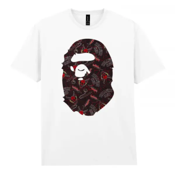 Noxx Чоловіча футболка з принтом Bape Бейп 000092, Білий Noxx Чоловіча футболка з принтом Bape Бейп 000092, Білий