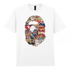 Noxx Чоловіча футболка з принтом Bape Бейп 000093, Білий Noxx Чоловіча футболка з принтом Bape Бейп 000093, Білий