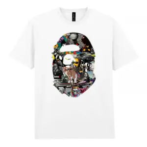 Noxx Чоловіча футболка з принтом Bape Бейп 000095, Білий Noxx Чоловіча футболка з принтом Bape Бейп 000095, Білий