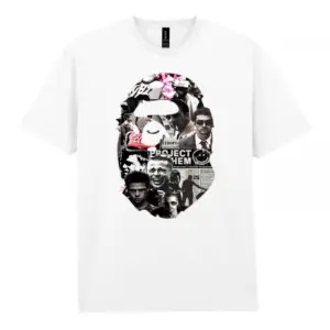 Noxx Чоловіча футболка з принтом Bape Бейп 000098, Білий Noxx Чоловіча футболка з принтом Bape Бейп 000098, Білий