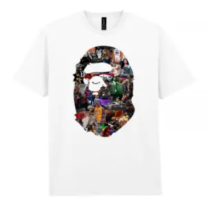 Noxx Чоловіча футболка з принтом Bape Бейп 000099, Білий Noxx Чоловіча футболка з принтом Bape Бейп 000099, Білий
