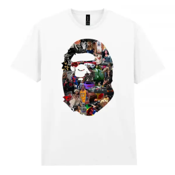 Noxx Чоловіча футболка з принтом Bape Бейп 000099, Білий Noxx Чоловіча футболка з принтом Bape Бейп 000099, Білий