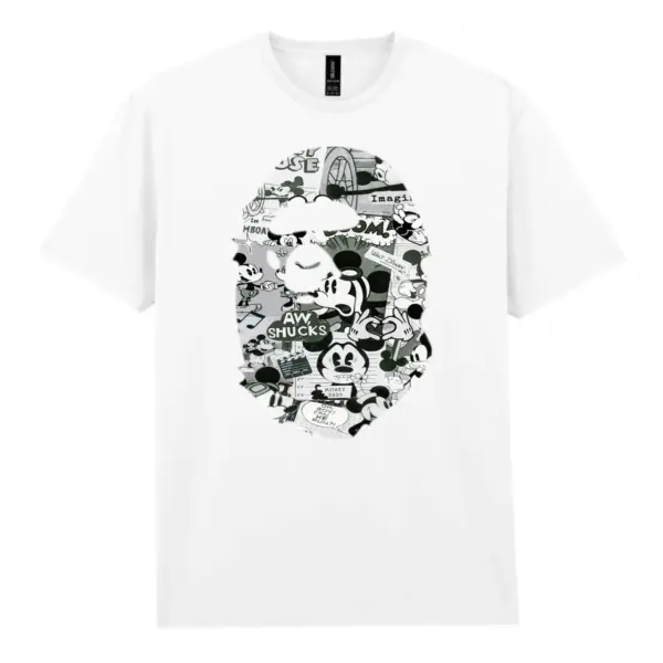 Noxx Чоловіча футболка з принтом Bape Бейп 000032, Білий Noxx Чоловіча футболка з принтом Bape Бейп 000032, Білий