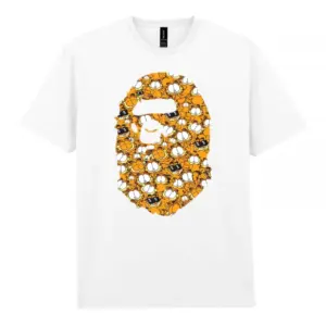 Noxx Чоловіча футболка з принтом Bape Бейп 000036, Білий Noxx Чоловіча футболка з принтом Bape Бейп 000036, Білий