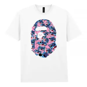 Noxx Чоловіча футболка з принтом Bape Бейп 000037, Білий Noxx Чоловіча футболка з принтом Bape Бейп 000037, Білий