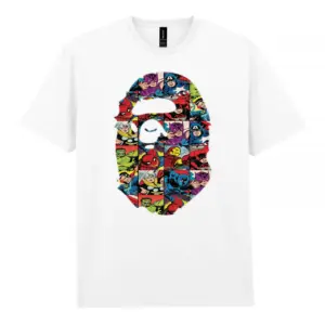 Noxx Чоловіча футболка з принтом Bape Бейп 000038, Білий Noxx Чоловіча футболка з принтом Bape Бейп 000038, Білий