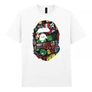 Noxx Чоловіча футболка з принтом Bape Бейп 000039, Білий Noxx Чоловіча футболка з принтом Bape Бейп 000039, Білий