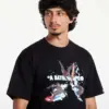 Noxx Чоловіча футболка з принтом Bape Surfing Apes, Чорний Noxx Чоловіча футболка з принтом Bape Surfing Apes, Чорний