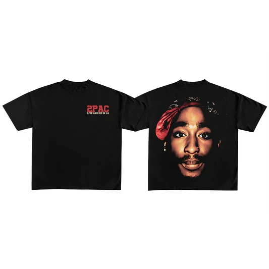 Noxx Чоловіча футболка з принтом Stars Never Fall Tupac Live and Die In LA, Чорний