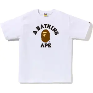 Noxx Чоловіча футболка з принтом Bape College, Білий Noxx Чоловіча футболка з принтом Bape College, Білий
