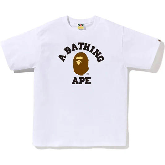 Noxx Чоловіча футболка з принтом Bape College, Білий Noxx Чоловіча футболка з принтом Bape College, Білий