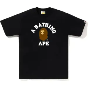 Noxx Чоловіча футболка з принтом Bape College, Чорний Noxx Чоловіча футболка з принтом Bape College, Чорний
