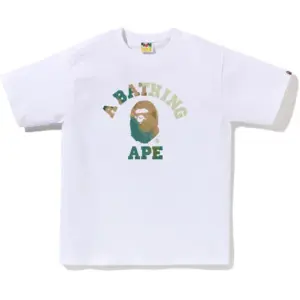 Noxx Чоловіча футболка з принтом Bape Tie Dye College, Білий Noxx Чоловіча футболка з принтом Bape Tie Dye College, Білий