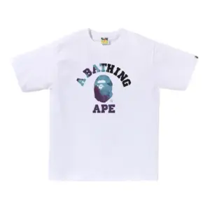 Noxx Чоловіча футболка з принтом Bape Tie Dye College, Білий Noxx Чоловіча футболка з принтом Bape Tie Dye College, Білий