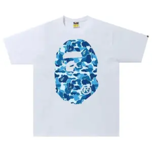 Noxx Чоловіча футболка з принтом Bape ABC Camo Big Ape Head, Білий Noxx Чоловіча футболка з принтом Bape ABC Camo Big Ape Head, Білий