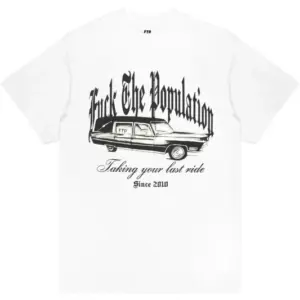 Noxx Чоловіча футболка з принтом FTP Last Ride, Білий Noxx Чоловіча футболка з принтом FTP Last Ride, Білий