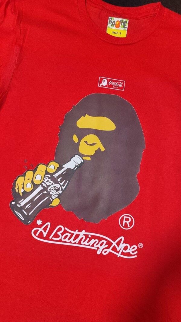 Noxx Чоловіча футболка з принтом Bape A Bathing Ape x Coca-Cola Ape, Червоний