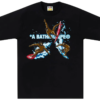 Noxx Чоловіча футболка з принтом Bape Surfing Apes, Чорний Noxx Чоловіча футболка з принтом Bape Surfing Apes, Чорний