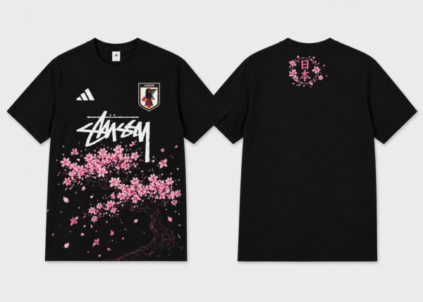Noxx Чоловіча футболка з принтом Adiadas x Stussy Japanese Tattoo, Чорний