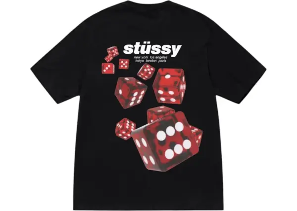 Noxx Чоловіча футболка з принтом Stussy Rollers, Чорний Noxx Чоловіча футболка з принтом Stussy Rollers, Чорний