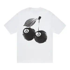Noxx Чоловіча футболка з принтом Stussy Cherries, Білий Noxx Чоловіча футболка з принтом Stussy Cherries, Білий