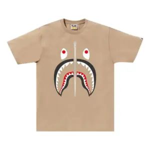 Noxx Чоловіча футболка з принтом A Bathing Ape Shark , Бежевий Noxx Чоловіча футболка з принтом A Bathing Ape Shark , Бежевий